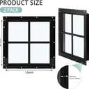 Tandefio 2 Pack 12'' x 12'' Black Flush Mount Shed Window with Tempered Glass Household Windows with Screws for Chicken Coop Sheds Barns Playhouse