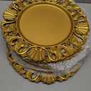 12 Pcs Vintage Gold Charger Plates Bulk 13 Inch Embossed Rim Plastic Round Decorative Plates Charger for Dinner Wedding Party Event Table Setting Decoration (Hollowed out Shell)
