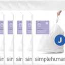 simplehuman Code J 100 Count, Dispenser Pack Custom Fit Liners, Drawstring Trash Bags, 30-45 Liter / 8-12 Gallon, White