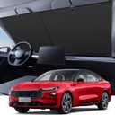 Automatic Retractable Car Sunshade, 2025 New Adjustable Auto Windshield Sun Shade, 35x50 Inch Suction Cup Sunshade for Various Models, UV Blocking Protects for Drivers