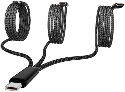 USB-C Charging Cable, 4 ft 3-in-1 USB C to 3 x USB C Cable, Multi Charging for iPhone 15/15 Pro/15 Pro Max/15 Plus, iPad Pro/Air/Mini, Samsung S24/S23/S22/S21, Google, Amazon, Andriod,Carplay Pack of 3