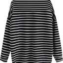 LilyCoco Women Long Sleeve Sweatshirts Polo Striped Lightweight Sweatshirt Black Medium (Black, M)