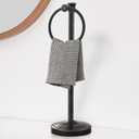 Hoimpro 17 Inch Stand Hand Towel Holder Towel Bar Towel Hanging Ring, Free Standing Floor Hand Towel Rack Storage for Bathroom Kitchen Vanity Countertops, Hardware Accessories (Oil Rubbed Bronze)