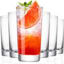 Drinking Glasses, 13.5oz Highball Glasses Drinking Set Of 6, Borosilicate Water Glass Cups, Clear Vintage Glassware for Juice, Mojito, Tom Collins & Mixed Cocktail Drinks