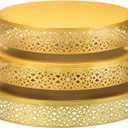 Wenqik 3 Pcs Cake Stand 16'' 14'' 12'' Round Metal Cake Stand Bases Display Holder Cookies Fruit Serving Tray Candy Display Plate Cupcake Dessert Pastry Riser for Wedding Birthday Party(Gold)