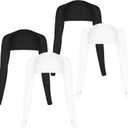 Grevosea 4 Pack Cooling Shawl Arm Sleeves for Women Sun Sleeves for Women UV Protection Arm Covers with Finger Hole for Golfing Riding Driving (black, white)