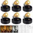 Hortsun 6 Pcs Mini Rechargeable Spotlights with 3 Remote Control Indoor Plant Wireless LED Spot Lights Rotatable Dimmable Accent Picture Lights for Wall Artwork Painting Display (Gold)