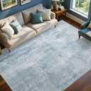 8x10 Ft Large Area Rugs for Living Room, Soft Non-Slip Washable Rugs Modern Abstract Pattern Carpet for Bedroom Indoor Floor Nursery Home Decor (Blue)
