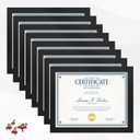 8.5x11 Picture Frame set of 8, Multi Certificate 8.5 by 11 Picture Frames Bulk, Document Diploma Award Frame for Wall Hanging or Tabletop Display, Black