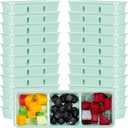 Hushee 25 Pack 17 oz Small Meal Prep Containers with 3 Compartments Snack Containers with Lid Disposable Plastic Bento Box Travel Lunch Food Boxes Stackable for Office Picnic (Mint Green)