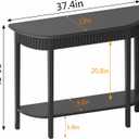Black Half-Moon 2-Tier Console Table for Entryway, Living Room, Hallway, 37.41 inches x 31.5 inches x 13 inches