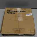 Kingsyard Weatherproof Hummingbird Feeder for Outdoors Hanging - Heavy Duty Metal lid with 6 bee Guard Feeding Ports & Circular Perch, Built-in Ant Moat, Easy to Refill & Clean (12oz/Black)