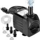 GROWNEER 550GPH Submersible Pump 30W Ultra Quiet Fountain Water Pump, 2000L/H, with 7.2ft High Lift, 3 Nozzles, 4.9 Feet Tubing for Aquarium, Fish Tank, Pond, Hydroponics, Statuary