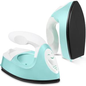 Honoson Mini Craft Iron Mini Heat Press Small Iron 3.93 x 2.36 x 2.76 in Portable Handy Tiny Flatiron with Charging Base Accessory for Fuse Bead Patch DIY Heat Transfer Vinyl(Mint Green)