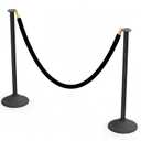 RoadHero Stanchions Post with Velvet Ropes, Plastic Crowd Control Barriers with Weighted Base for Party, Movie Theater and Queue Management, Black, 2 Pack
