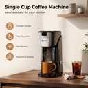 2-in-1 Single Serve Coffee Maker for K Cup Pods & Ground Coffee, 6 to 14 oz Brew Sizes, Compact Small Brewer with Dual Buttons, Adjustable Drip Tray for Travel Mugs, Silver