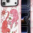 for iPhone 17 Pro Case Cute - Military-Grade 20 ft Drop Protection Shockproof Phone Case - Funny Tiger Design (6.3") Glitter Pink