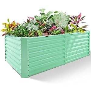 Land Guard 6×3×2ft Galvanized Raised Garden Bed, Planter Boxes Outdoor, Raised Garden Beds Outdoor for Vegetables, Flowers, Herbs, 269 Gallons, Lime Green