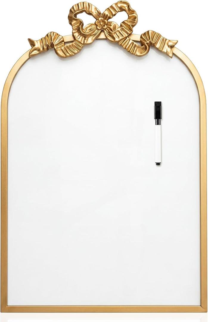 Wesiti 24 x 16 Bow Magnetic Dry Erase White Board with Marker for Wall
Retro Gold Arched Frame Baroque Metal Decorative Cute Organization Modern Whiteboard, Wall Mounted for Bedroom Dorm Home