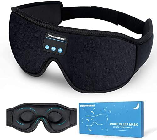 Sleep Headphones, Bluetooth 5.0 Wireless 3D Eye Mask, Lightimetunnel Washable Sleeping Headphones for Side Sleepers With Adjustable Ultra Thin Stereo Speakers Microphone Hands Free for Insomnia Travel