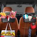 Benlari Car Headrest Backseat Organizer with 3.7" Cup Holder - 3 in 1 Seat Back Organizer Headrest Hooks, Multifunctional Storage for Car Backseat Travel Accessories (2pcs)