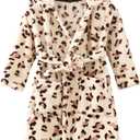 YOLIA Boys Girls Robes Kids Hooded Sleepwear Soft Fleece Bathrobes Cute Housecoat Gowns (5T, Leopard)