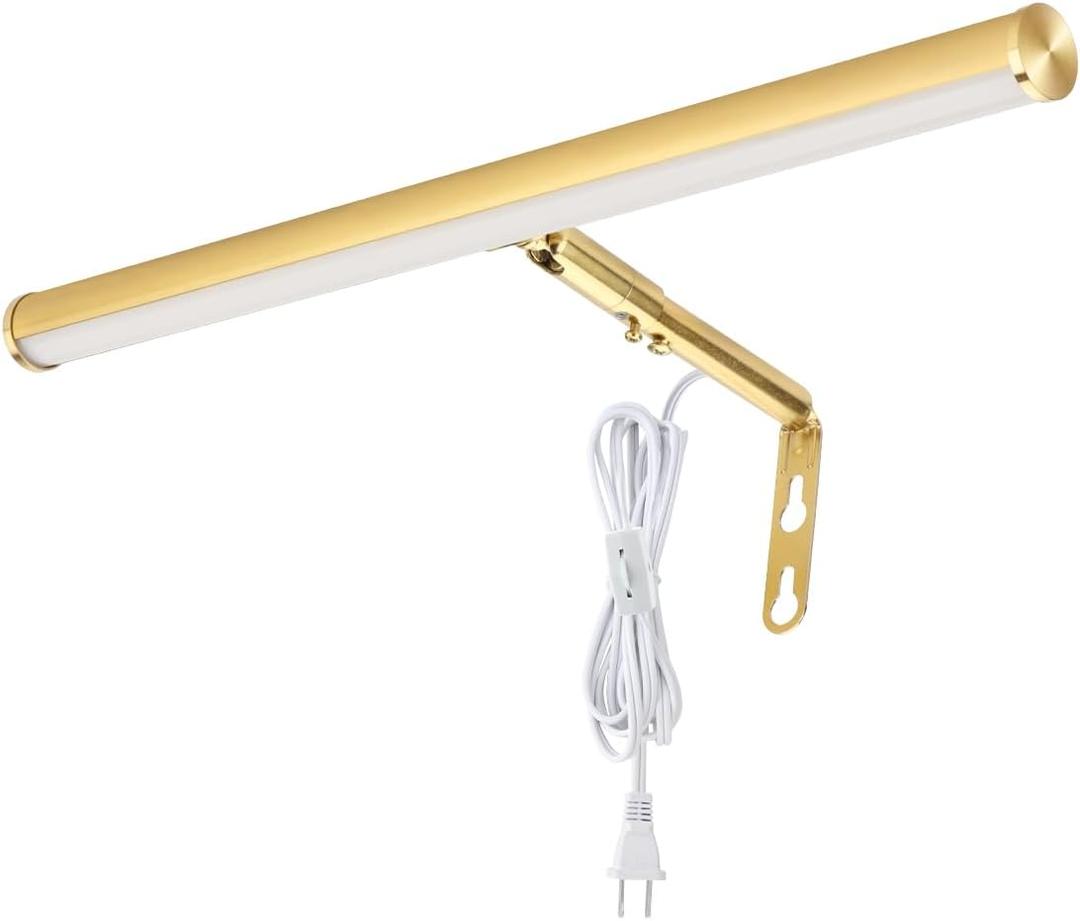 LED Picture Lights for Paintings Plug in, Adjustable Art Light Gallery Wall Light for Display Art Work, 16inch 6W 3000K Warm White, Gold Finish CRI80+