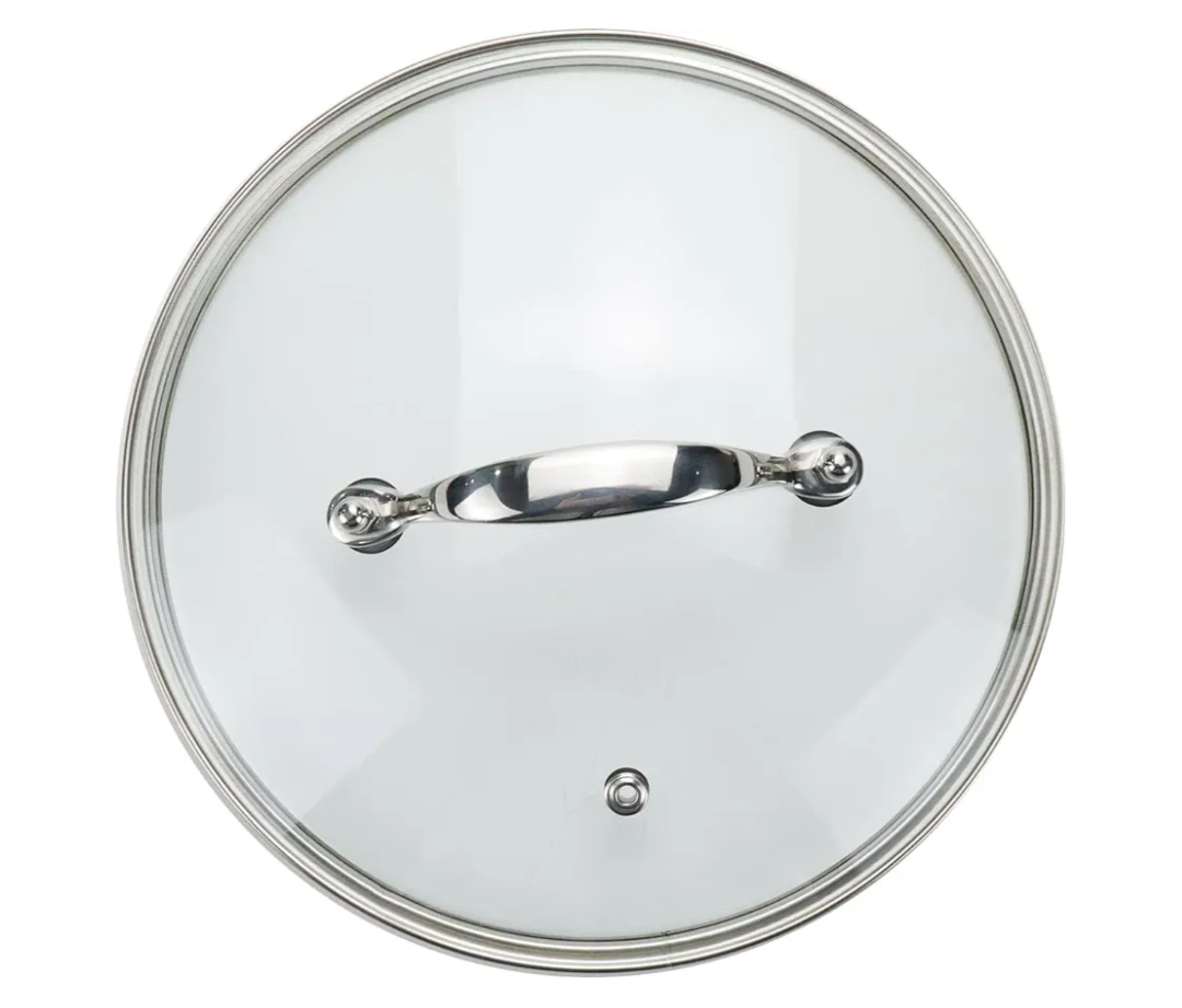 8 Inch Clear Glass Pot Lid for Frying Pan Replacement Cover Can Withstand 356°F (180℃) with Stainless Steel Arch Bridge Handle,Bright Silver
