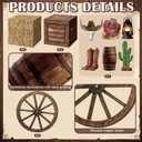 Colingmill 16 Pcs Western Cowboy Party Decorations 6 Hay Bales Boxes Wooden Print Boxes Wagon Wheels and Western Cowboy Centerpieces Decor for Photo Booth Props Farm Cowgirl Birthday Party