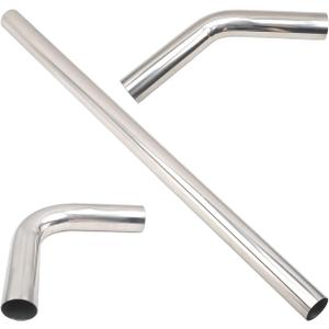 4 Inch DIY Custom Mandrel Exhaust Pipe Tube Pipe, 40 Inch Straight Pipe, 4''OD Straight & Mandrel Bend Pipe(45/90 Degree) Kits, T304 Stainless Steel, Universal Fitment - 3PCS
