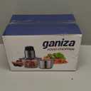 GANIZA Food Processors, Electric Food Chopper with Meat Grinder & Vegetable Chopper - 2 Bowls (8 Cup+8 Cup) with Powerful 450W Copper Motor - Includes 2 Sets of Bi-Level Blades for Fruits/Meat/Nuts (Black)