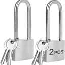 Outdoor Weatherproof Padlock, LQYN 2 Pcs Stainless Heavy Duty Padlocks, 50mm/2 inch Long Shackle, Stainless Steel Body with Brass Cylinder Lock, Padlock for Secure Storage, Gates