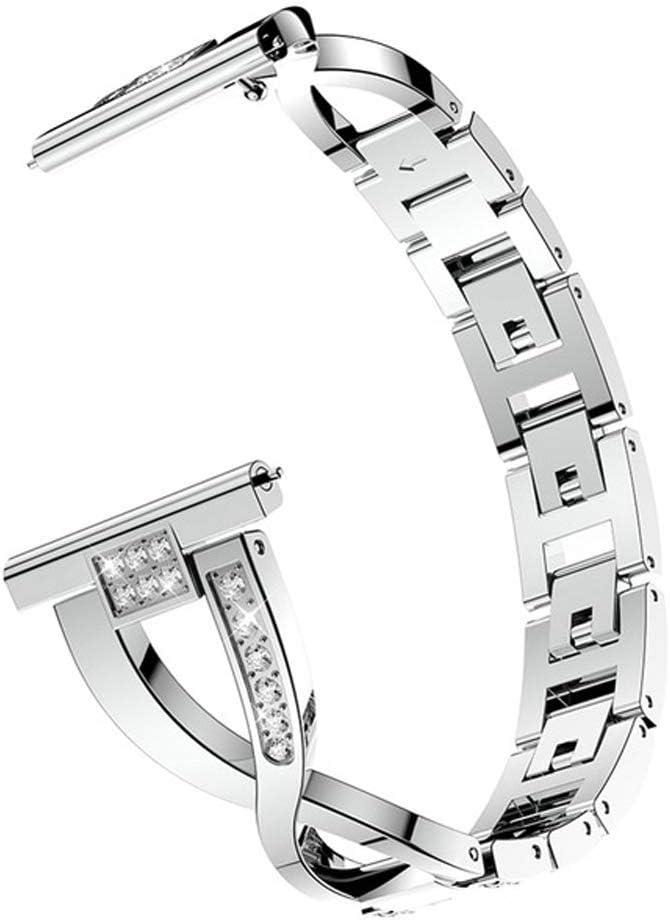 Compatible for Samsung Galaxy Watch 46mm/Gear S3 Bands,Women 22mm Metal Alloy Bracelet Strap Replacement Wristband for Samsung Galaxy Watch 46mm,Gear S3 Classic/Frontier (Silver)