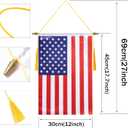 18x12 Inch USA Wall Banner Flag,Wooden Hanging Pole and Double Satin Finish,American Hanging Flag,for House Room,School Classroom, Club and Door