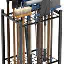 Garden Tool Organizer, Yard Tool Tower Rack for Garage Organization and Storage, Up to 35 Long-Handled Tools/Rakes/Brooms, Heavy Duty Steel Garden Tool Stand for Shed, Outdoor, Black