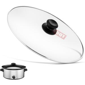 Oval 6 Quart Glass Lid Compatible with Hamilton Beach 33665G Slow Cooker, Clear Cooker Crock Pot Lid Replacement Part, 6qt Slow Crock Pot Lid Replacement