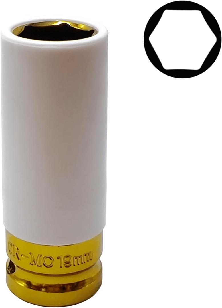 19mm 1/2" Drive Wheel Protector Impact Socket - Thin Wall Deep Nut Protector Socket