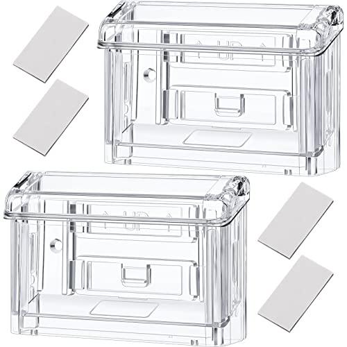 Vicenpal Outdoor Business Card Holder Clear Wall Mount Acrylic Business Card Box Included Peel and Stick for Office Store Trucks Wall Outdoor 4.25 x 1.46 x 2.87 inch(2 Pieces)