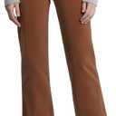 OctMoon Women's Corduroy Pants Straight Leg Casual Trousers 97% Cotton Stretch Pantalones de Pana with Pockets & Button (Brown, XL)