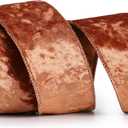 MAYREEL 2.5 Inch Copper Crushed Velvet Ribbon Wired Auburn for Christmas Decorations Gift Wrapping Wreaths Tree Toppers 10 Yards