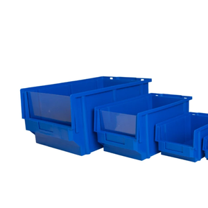 Peg Board Plastic Shelf Bins, Heavy Duty Storage Bins for Garage, Closet, and Drawer Organization, 12-Inch x 6-1/2-Inch x 4-Inch, Blue, 18 Pack