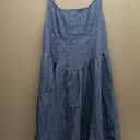 WDIRARA Women's Casual Square Neck Denim Dress Ruffle Hem A Line Mini Dress (Blue), Size L