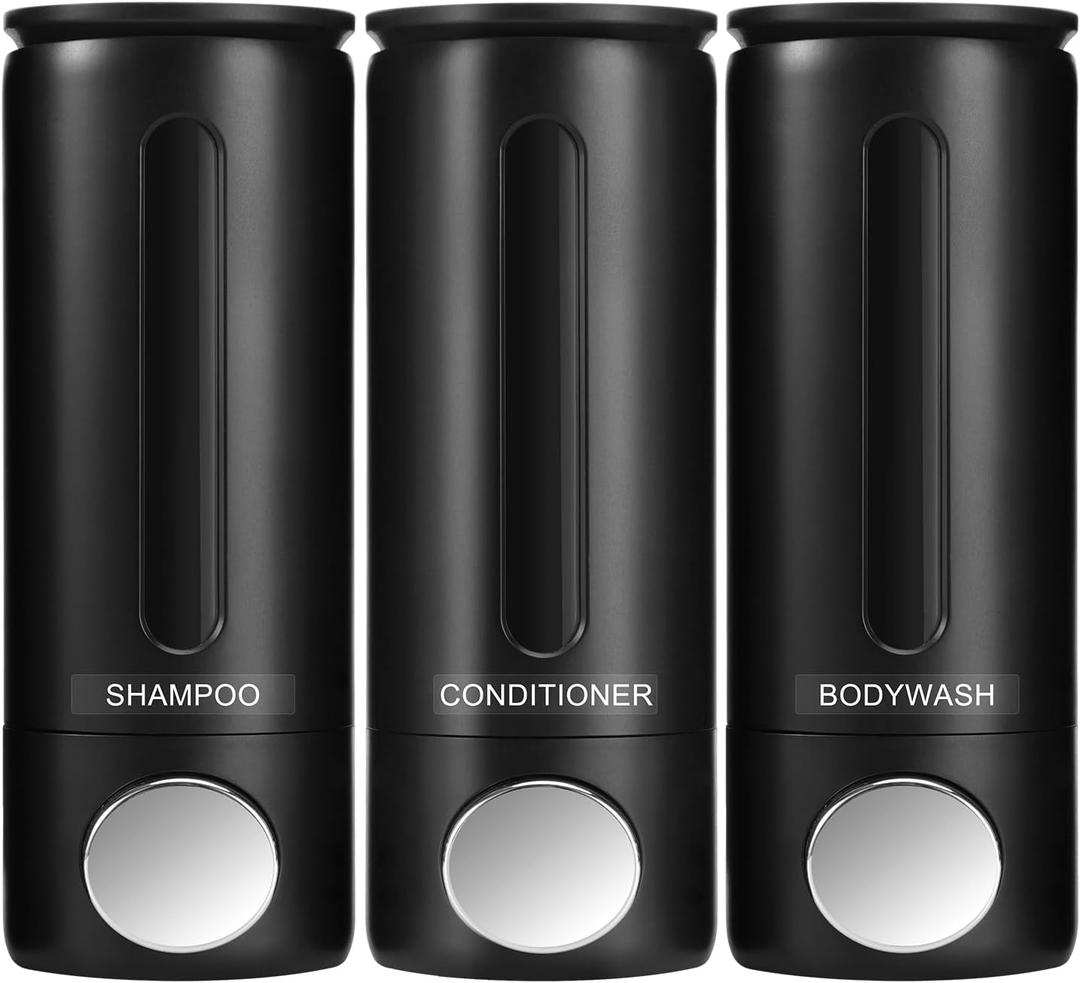 Shampoo and Conditioner Dispenser,Shampoo Dispenser for Shower,Soap Pump for Shower(17.6 oz Triple) (Black)