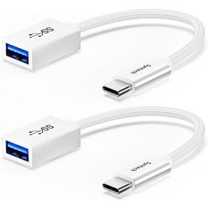 Syntech USB Type C to USB Adapter, Aluminum Alloy, Male to Female, 5 Gbps Transfer Speed, Compatible with iPhone, MacBook, iPad, Pixelbook, Dell, Surface, Lenovo, Samsung Galaxy (White)