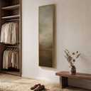 Framed Long Narrow Abstract Neutral Brown Rustic Vertical Wall Art, 14x56