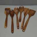 Wooden Spoons for Cooking, 6 Pcs Natural Teak Wooden Kitchen Utensils Set, Cooking Utensils Set with Long & Comfort Grip, Wooden Spoons Spatula Set Perfect for Non-Stick Cookware