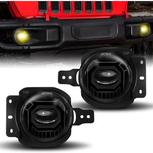 4 Inch Led Fog Lights Round with White & Amber Fog Lamps Fit for 2018-2025 Jeep Wrangler JL JLU Gladiator, DOT Approved Front Bumper Offroad Fog Lamps Accessories Replacement, Plug And Play