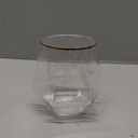 Goodluck 40 PCS Diamond Stemless Plastic Wine Whiskey Glasses, 12 Oz Disposable Cocktail Glasses, Suitable for Weddings, Birthday Parties, Family Gatherings, Bars, etc Gold rimmed cups (Clear and Gold)