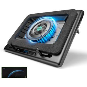 llano Gaming Laptop Cooler, Laptop Cooling Pad Stand with 5.5inch External Cooling Fan, Fast Cooling Computer Laptop 15.6-21in, Adjustable Speed, Touch Control, 3-Port USB A, A Mouse Pad Included