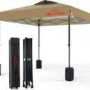 12x12 Pop Up Canopy, Easy Up Canopy Tent, Heavy Duty Tents for Parties, One Person Set Up Event Tent, Khaki